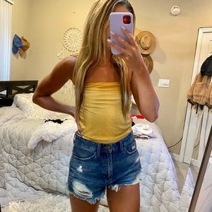Yellow striped crop top